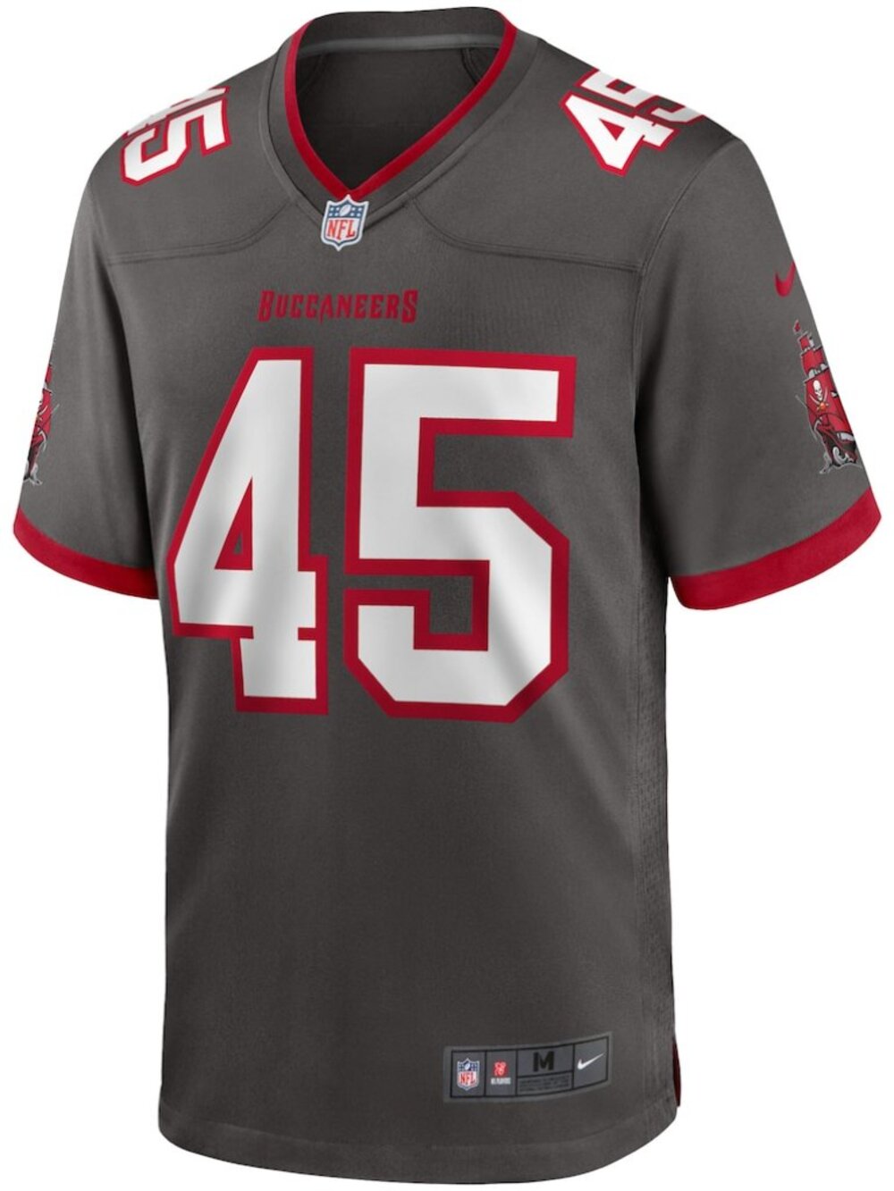 Tampa Bay Buccaneers Nike Alternate Game Jersey, Pewter, Devin White #45, XL NWT